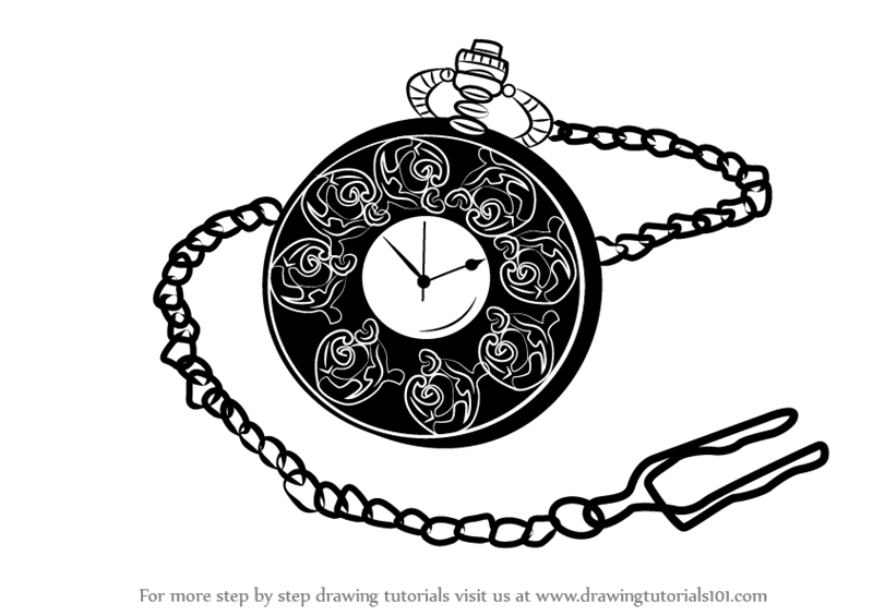 800x565 Learn How To Draw A Pocket Watch - Watch Drawing