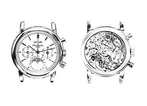 300x218 Patek Philippe Watch Drawing Print Poster Photo Ebay - Watch Drawing