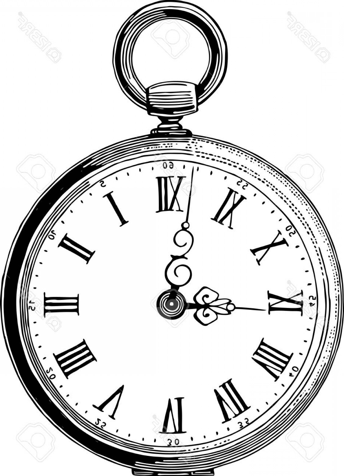 1128x1560 Photostock Vector Vector Drawing Of An Antique Pocket Watch Soidergi - Watch Drawing