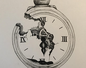 340x270 Pocket Watch Drawing Etsy - Watch Drawing