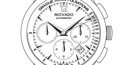 444x225 illustration, drawing, line art, watch, movado, apv communications - Watch Line Drawing