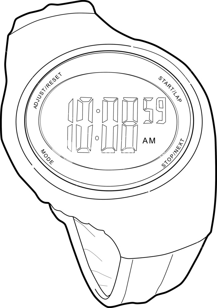 705x1000 Sports Watch Line Drawing Royalty Free Stock Image - Watch Line Drawing