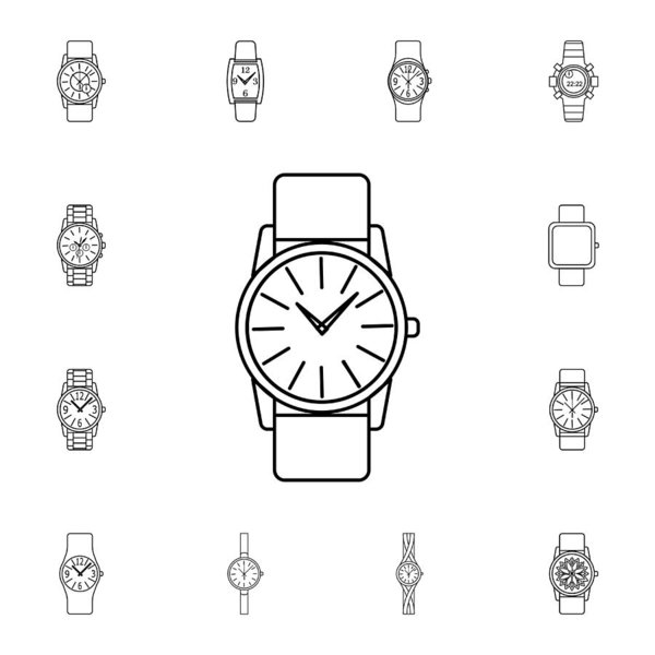 600x600 classic analog men wrist watch line icon clock icon premium - Watch Line Drawing