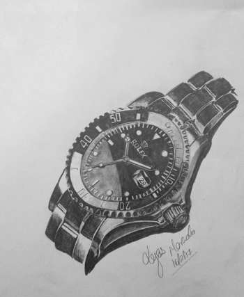 350x427 Watch Pencil Drawing - Watch Pencil Drawing
