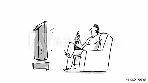 500x281 Man Watching Tv Vector For Cartoon, Or Storyboard Project - Watching Tv Drawing