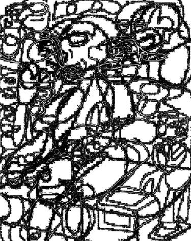 375x474 Self Portrait,watching Tv Drawing - Watching Tv Drawing