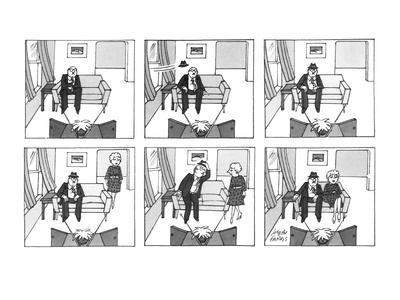 400x300 Six Panel Drawing Of Man Watching T V His Hat Flies In Through - Watching Tv Drawing