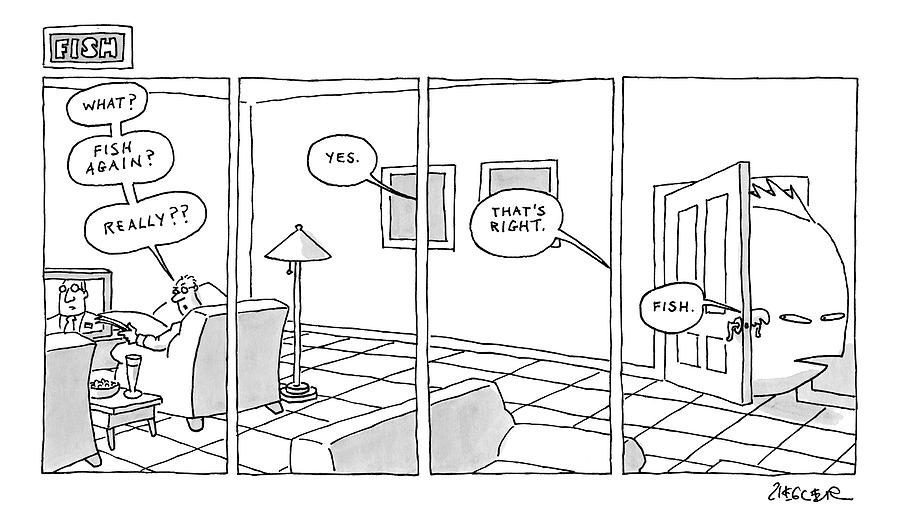 900x526 Title Fish Man Sits Watching Tv And Says Drawing - Watching Tv Drawing