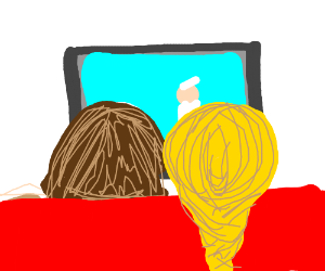 300x250 Two People Watching Tv Drawing - Watching Tv Drawing