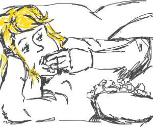 300x250 Blonde Girl Watching Tv On The Couch Drawing - Watching Tv Drawing