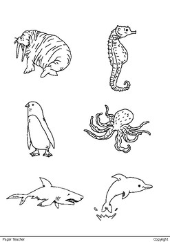 247x350 Printable Water Animals For Coloring - Water Animals Drawing