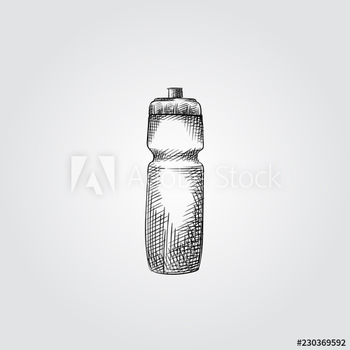 500x500 Hand Drawn Sport Water Bottle Sketch Symbol Isolated On White - Water Bottle Drawing