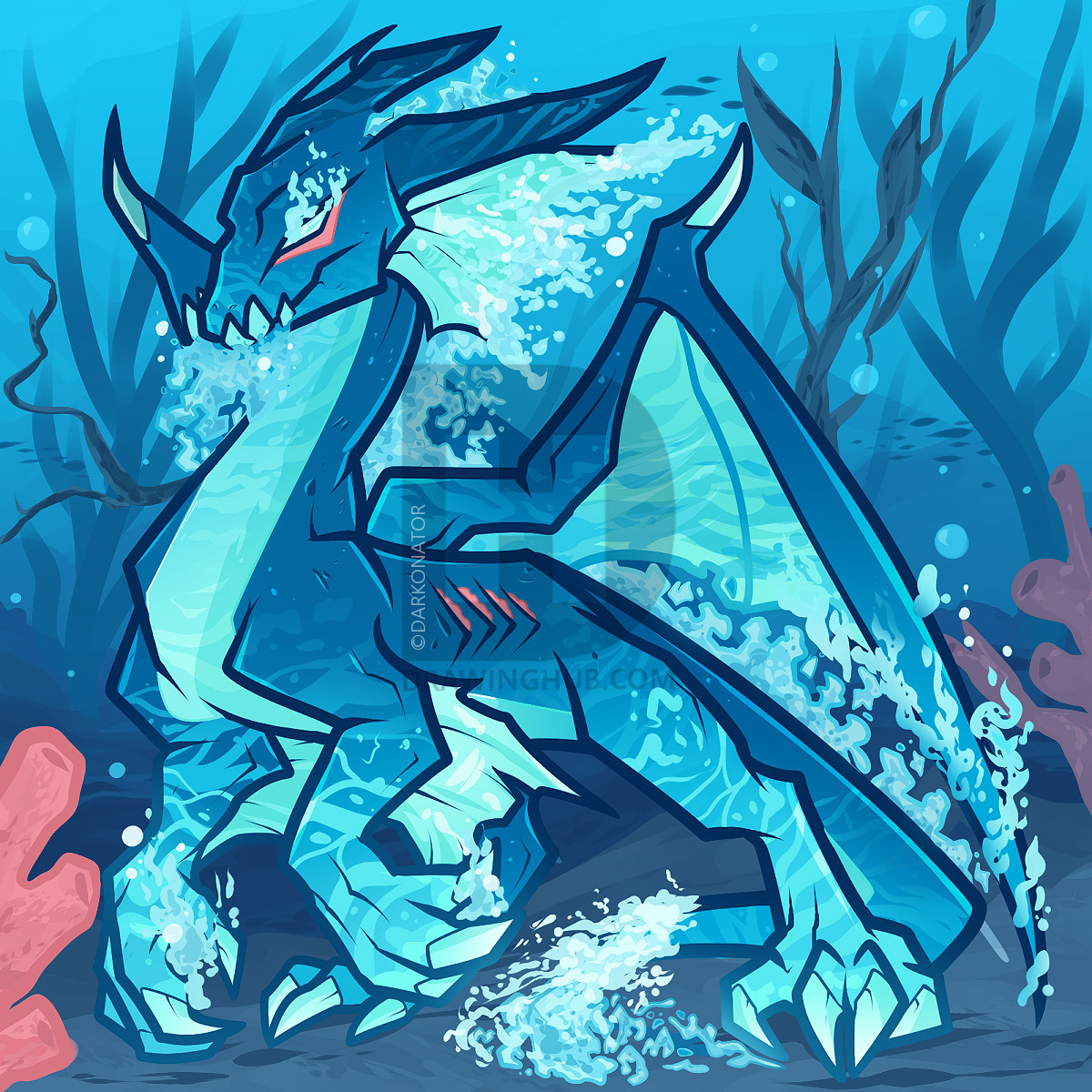 1200x1200 How To Draw A Water Dragon, Blue Dragon, Step - Water Dragon Drawing