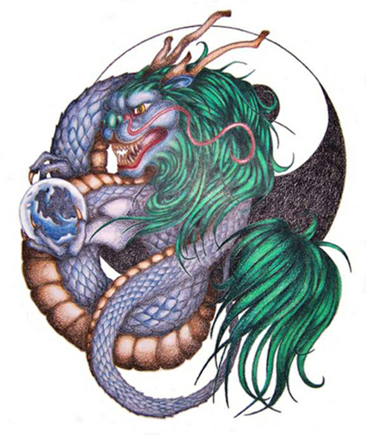 754x900 Chinese Water Dragon Drawing - Water Dragon Drawing