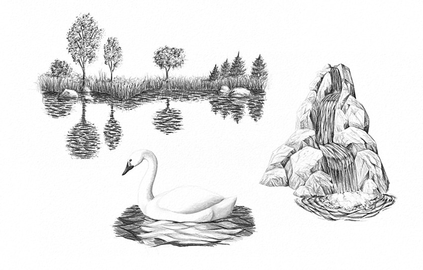 850x543 How To Draw Water In Nature - Water Drawing