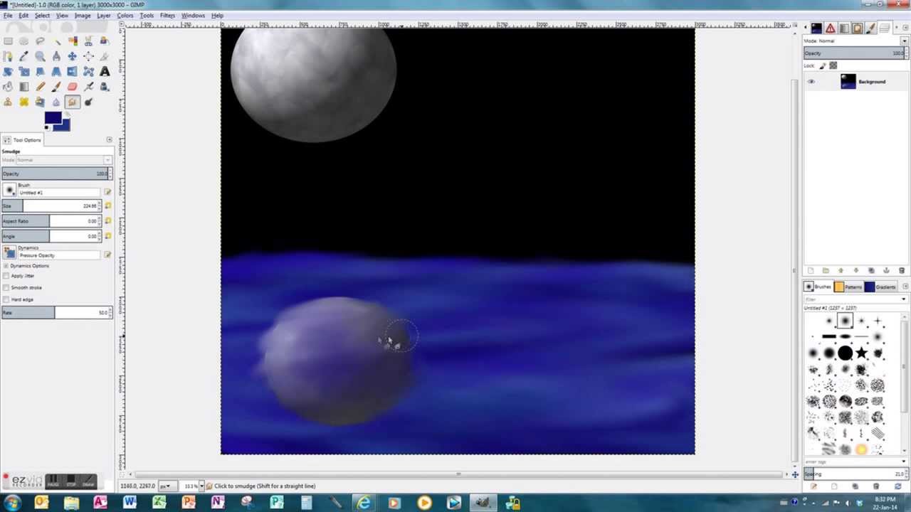 1280x720 tutorial how to draw the moon reflection on water in gimp - Water Drawing Tutorial