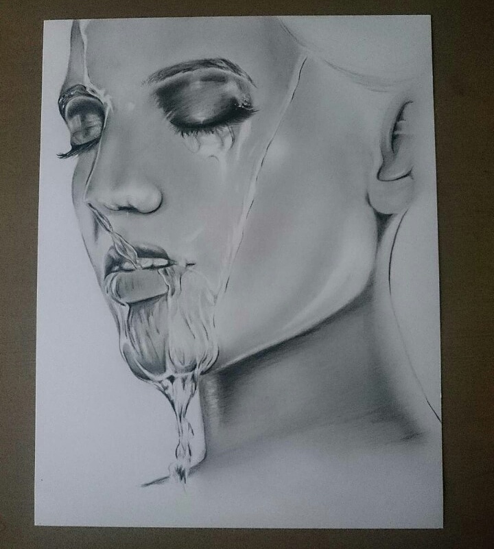 720x800 Water Effect Drawing Made On Bristol Smooth Paper Art - Water Effect Drawing