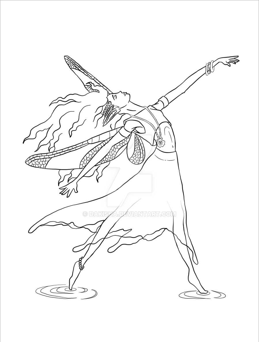 900x1191 Coloring Page - Water Fairy Drawing