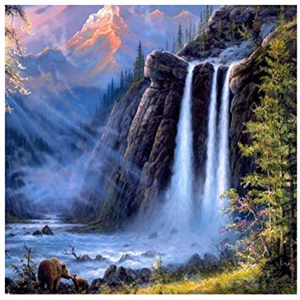 425x425 Adarl Diy Oil Painting Paint - Water Fall Drawing