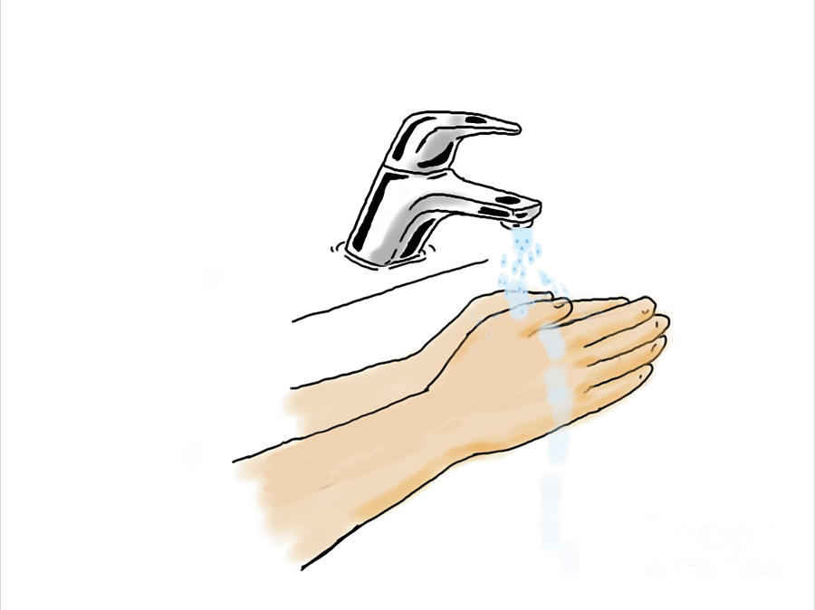 900x674 hand washing water faucet tap drawing digital art - Water Faucet Drawing