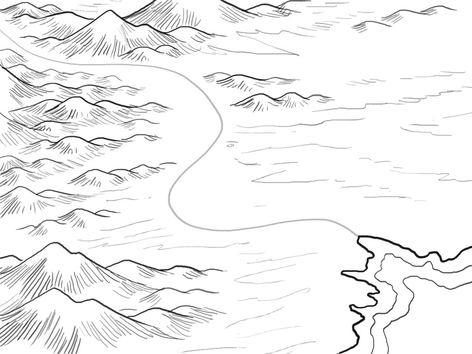 972x729 How To Draw A Map For A Fantasy Story Or Game - Water Flow Drawing