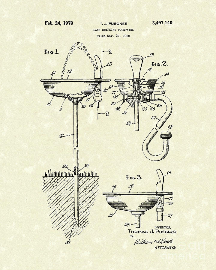 720x900 drinking fountain patent art drawing - Water Fountain Drawing