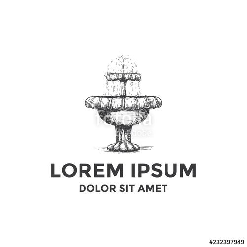 500x500 hand drawn water fountain park inspiration stock image - Water Fountain Drawing