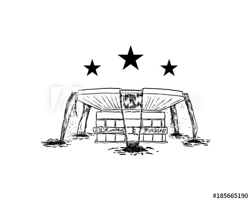 500x400 black symbol water fountain with stars illustration hand drawing - Water Fountain Drawing