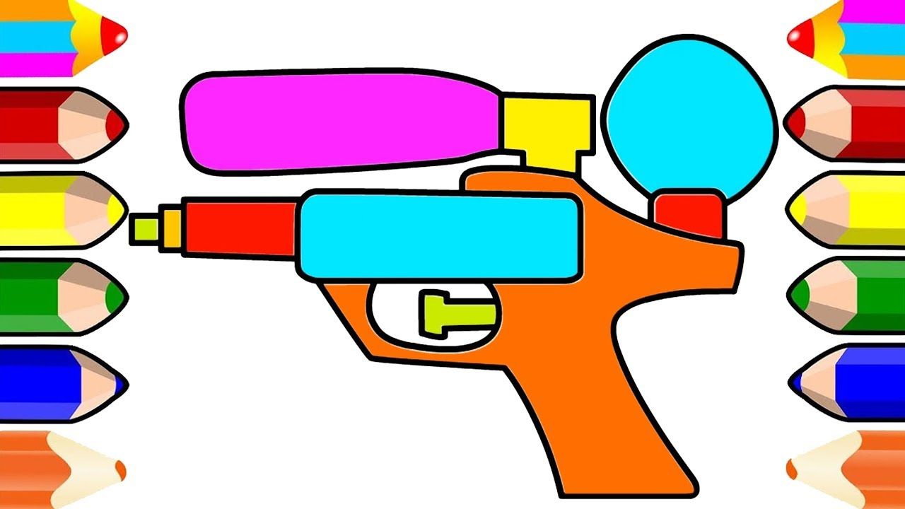 1280x720 water gun coloring pages and drawing for kids water gun coloring - Water Gun Drawing