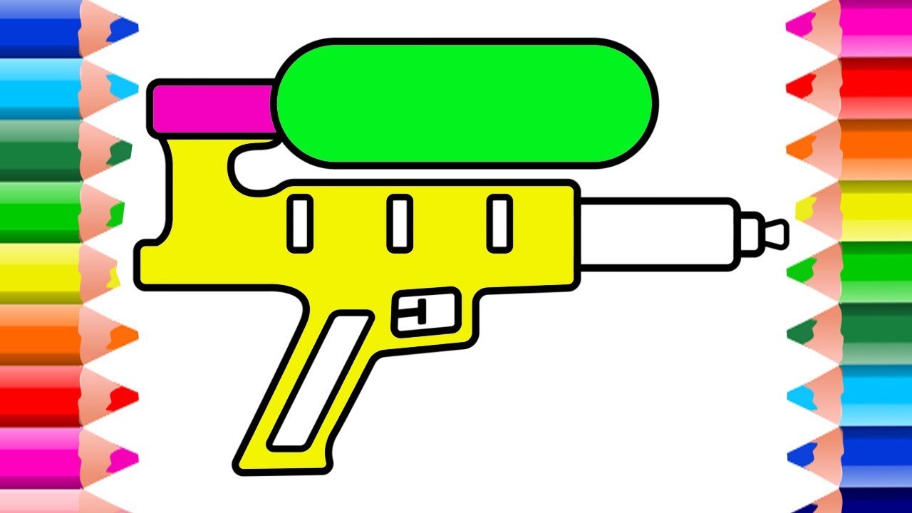 1280x720 Easy Drawing For Kids Colorswater Gun Coloring Pages And Drawing - Water Gun Drawing