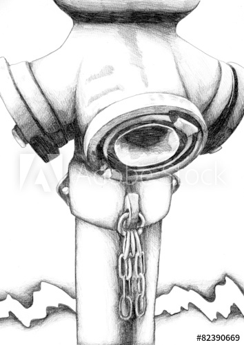 354x500 hydrant water hose drawing sketch art handmade - Water Hose Drawing
