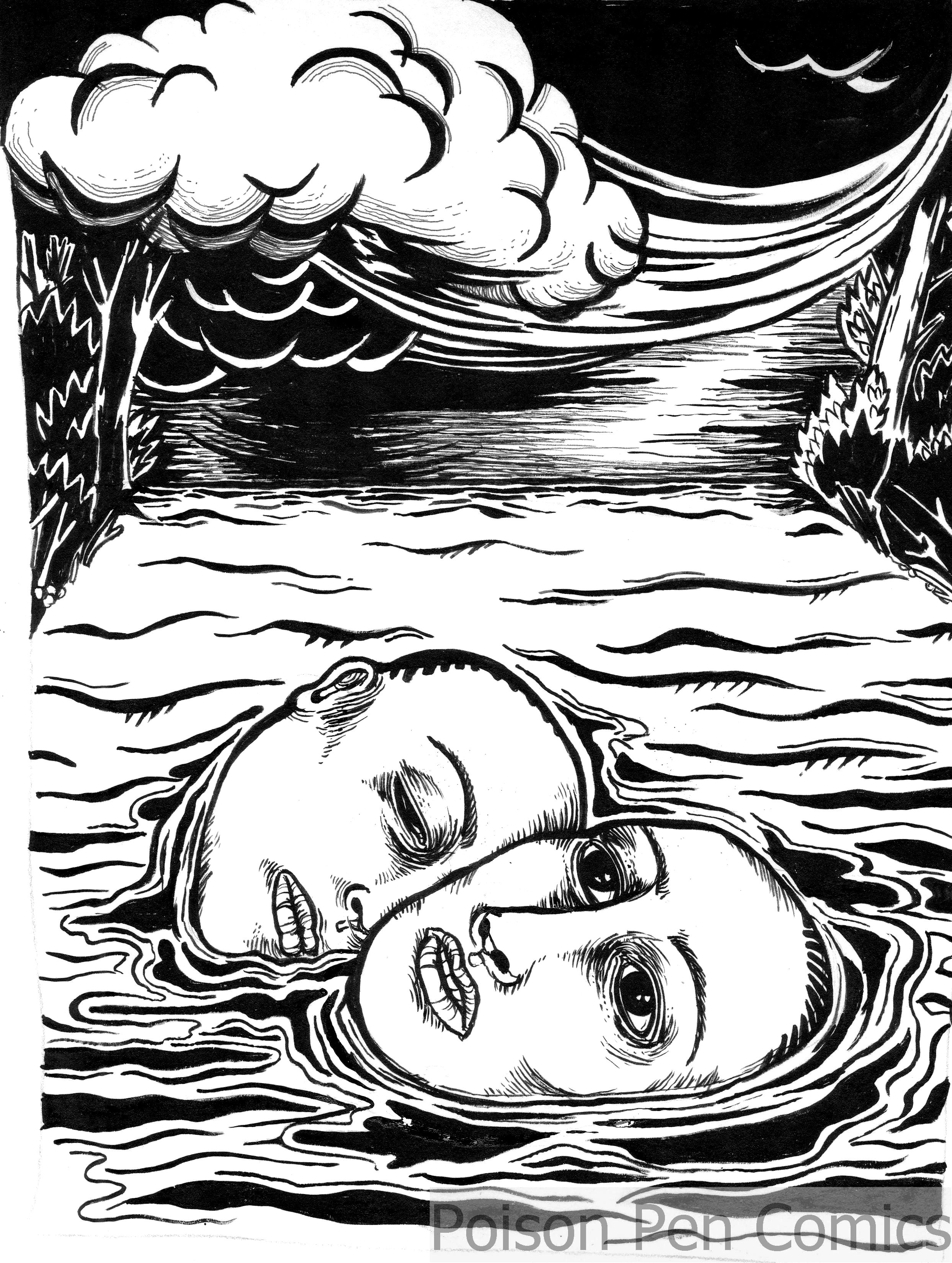 2487x3299 Ink Dark Water Poison Pen Comics - Water Ink Drawing