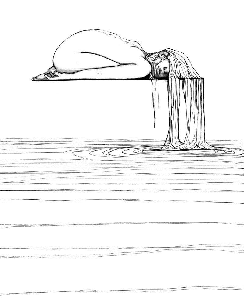 800x1000 pour - Water Ink Drawing