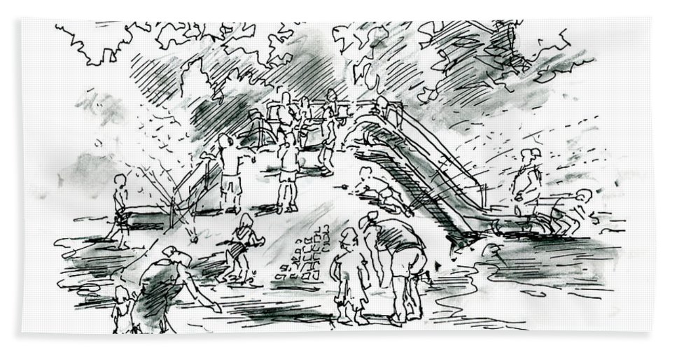 967x500 Water Playground Kids Summer Fun Ink Drawing And Watercolor Bath - Water Ink Drawing