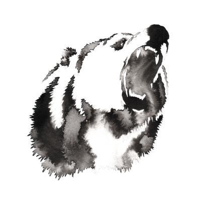 400x400 Black And White Painting With Water And Ink Draw Bear Illustration - Water Ink Drawing