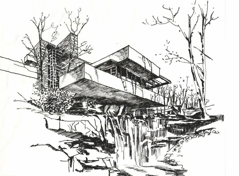 794x585 global giving ink house portraits falling water - Water Ink Drawing