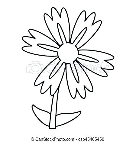 450x470 Isolated White Lily Flower Elegant Flowers With Pad Outline Calla - Water Lily Drawing Outline
