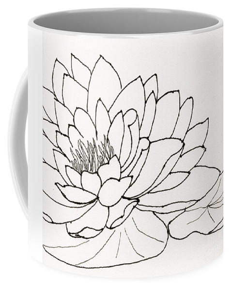 479x600 Water Lily Line Drawing Coffee Mug For Sale - Water Lily Line Drawing
