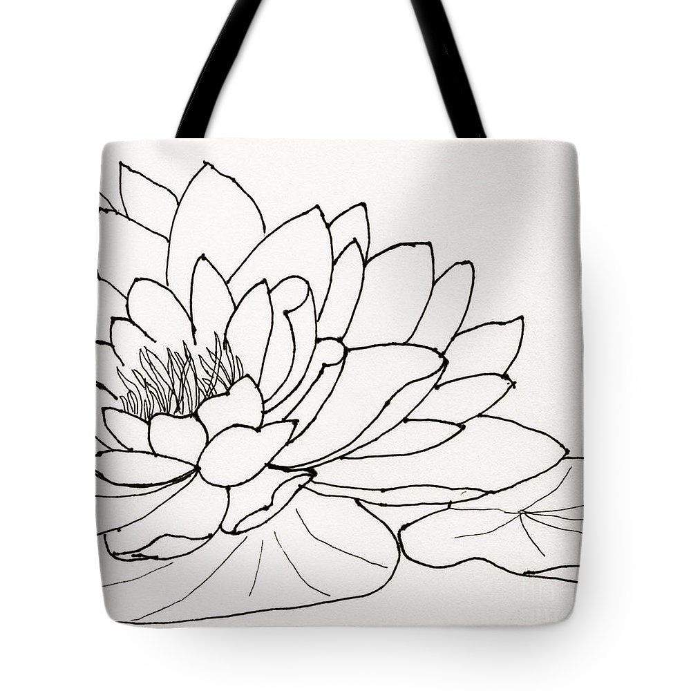 1000x1000 Water Lily Line Drawing Tote Bag For Sale - Water Lily Line Drawing