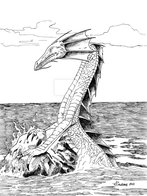 600x800 Water Dragon Line Art - Water Line Drawing