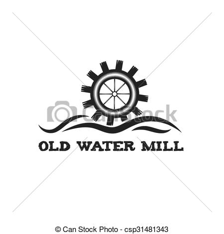 450x470 old water mill vintage illustration - Water Mill Drawing
