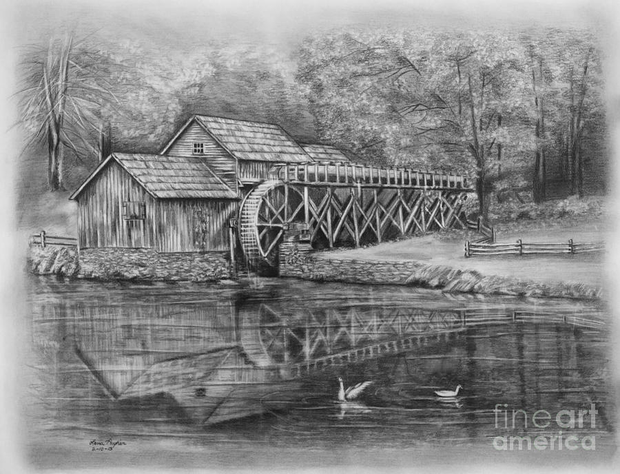 900x688 water mill drawings fine art america - Water Mill Drawing