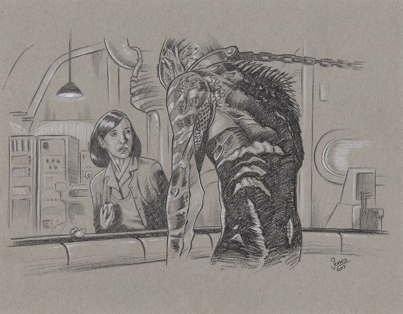 794x619 The Shape Of Water Pencil Drawing Etsy - Water Pencil Drawing