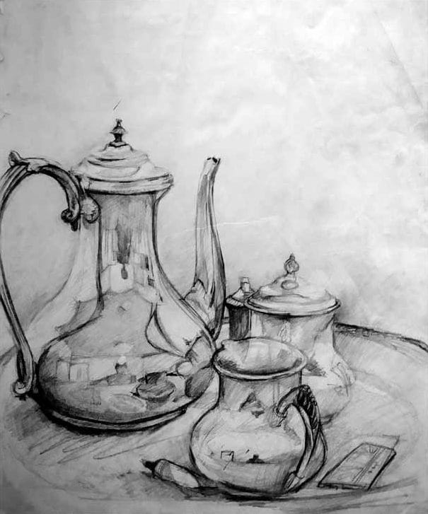 605x727 silver water pitcher the color brown studio - Water Pitcher Drawing
