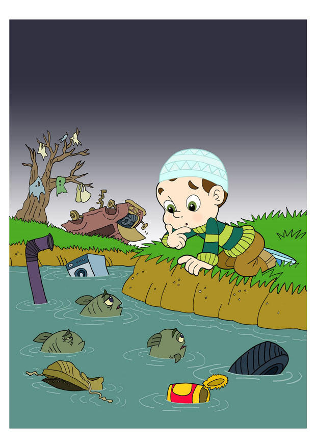 620x875 image water pollution - Water Pollution Drawing