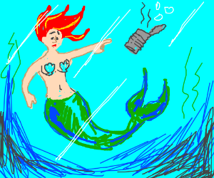 300x250 mermaid sad about water pollution drawing - Water Pollution Drawing