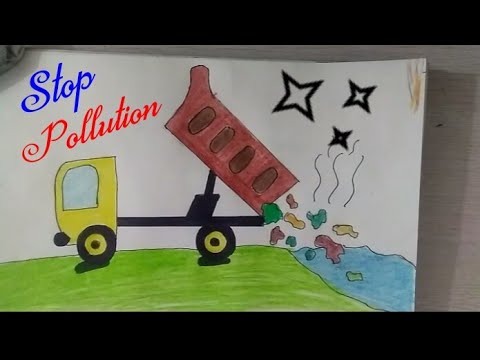 480x360 Stop Water Pollution, Save Earth Coloring Drawing For Kids Save - Water Pollution Drawing