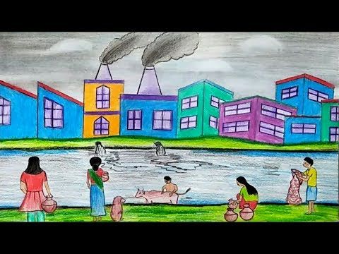 480x360 draw a scenery of water pollution step - Water Pollution Drawing