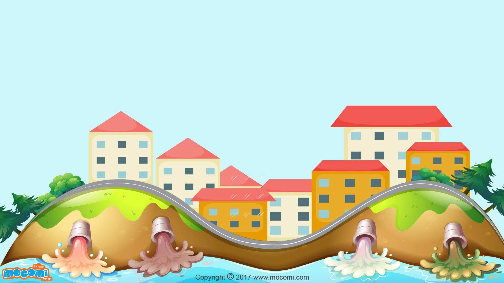 1920x1080 stream clipart water pollution frames illustrations hd - Water Pollution Drawing For Kids