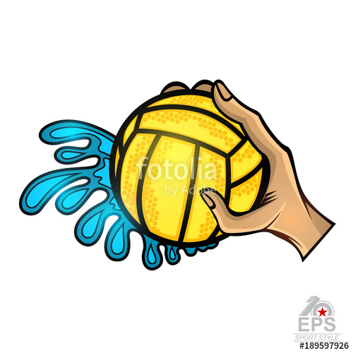 500x500 Two Hand Hold Water Polo Ball Between Water Splash Vector Sport - Water Polo Ball Drawing